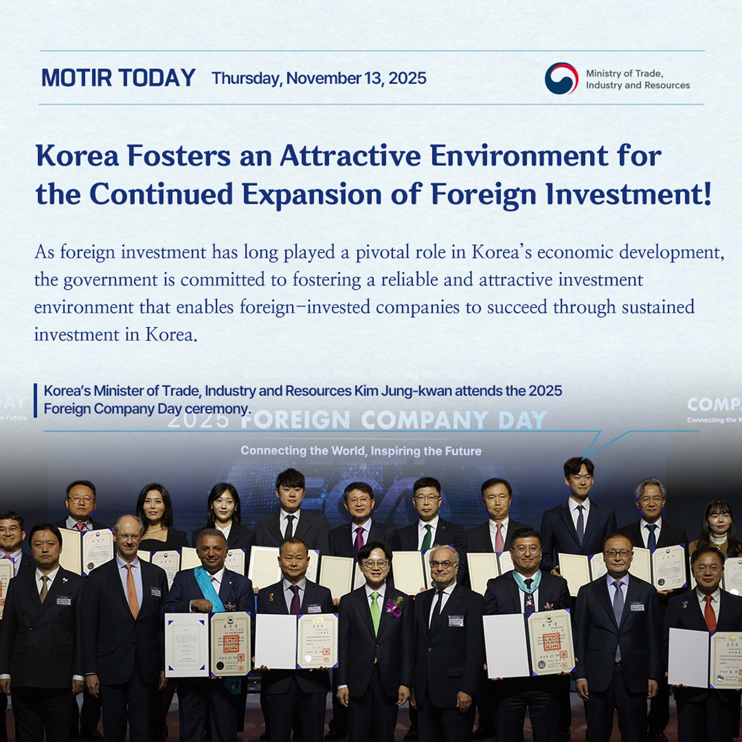 Korea Fosters an Attractive Environment for the Continued Expansion of Foreign Investment!